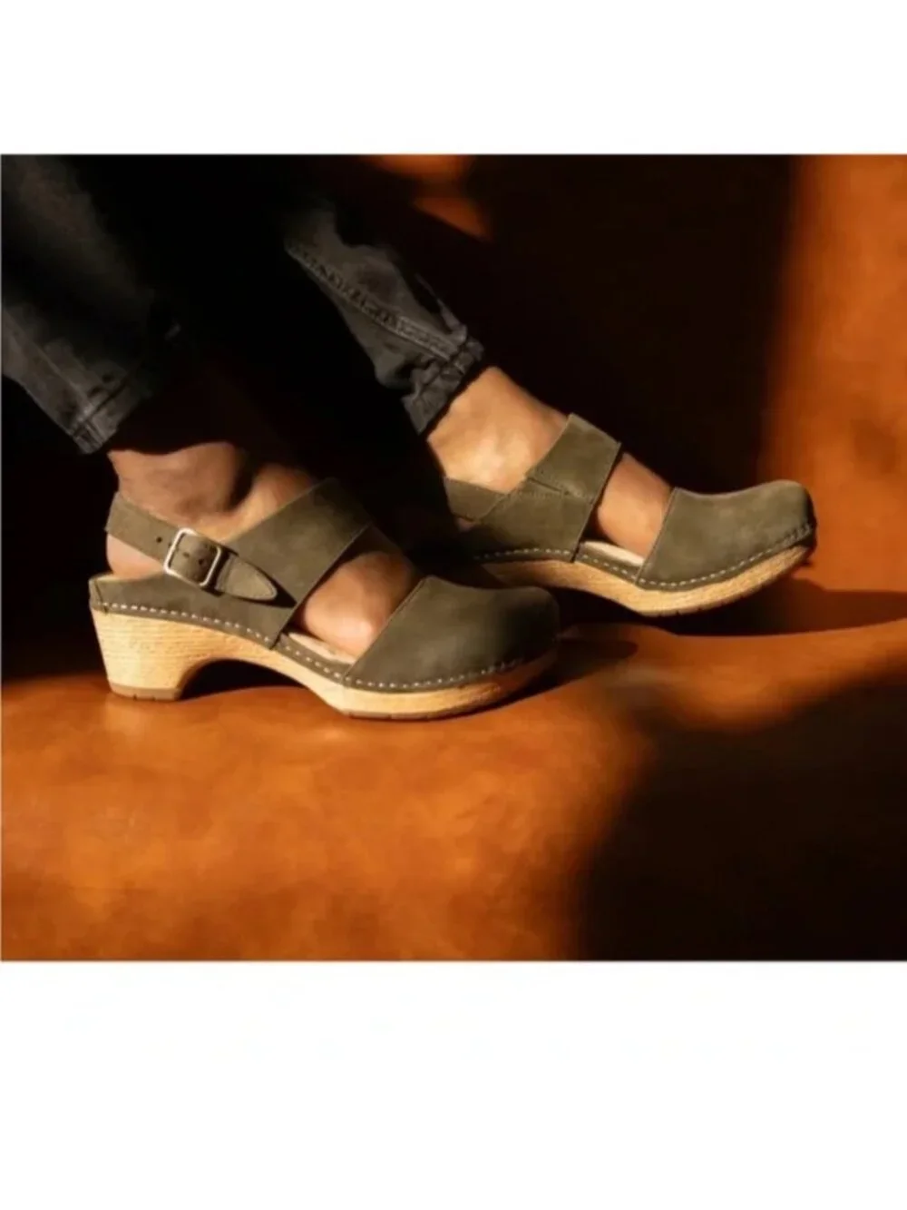 Dansko Lucia Platform Pumps Slingback Closed-Toe Sandals Ivy Green Size 37 - Picture 8 of 13